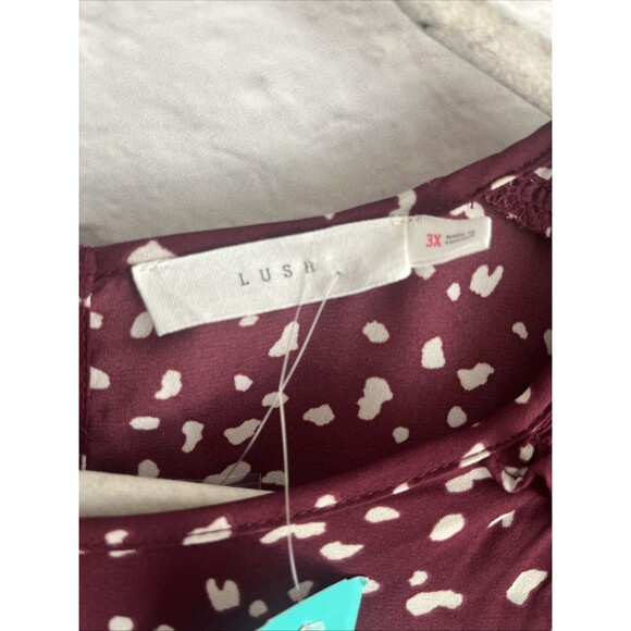 Lush Women’s NWT Madison Burgundy Abstract Casual Career Blouse Size 3X - Picture 3 of 7